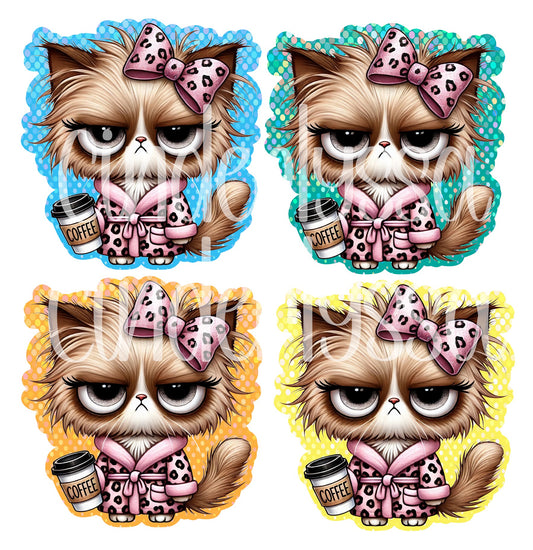 Grumpy Coffee Cat Cardstock Silicone Mold, Aroma Bead Molds, Premium Cardstock Images