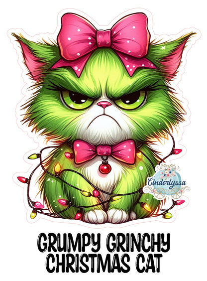 Grumpy Grinchy Christmas Cat Cardstock Silicone Mold, Aroma Bead Molds, Premium Cardstock Images