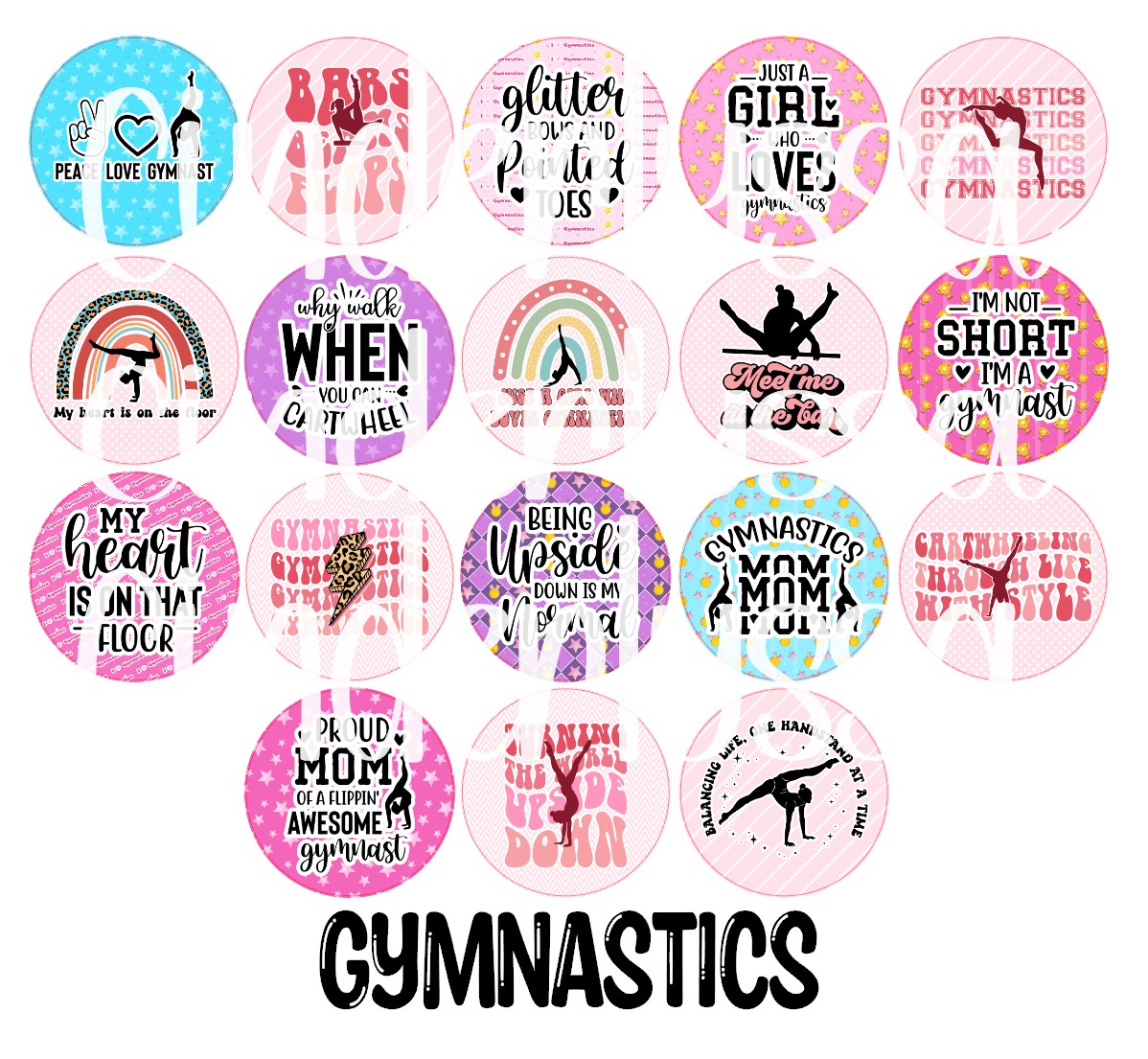2.5 inch Round Gymnastics Cardstock Only for freshies: Cardstock Silicone Mold, Premium Cardstock Images-NO MOLD