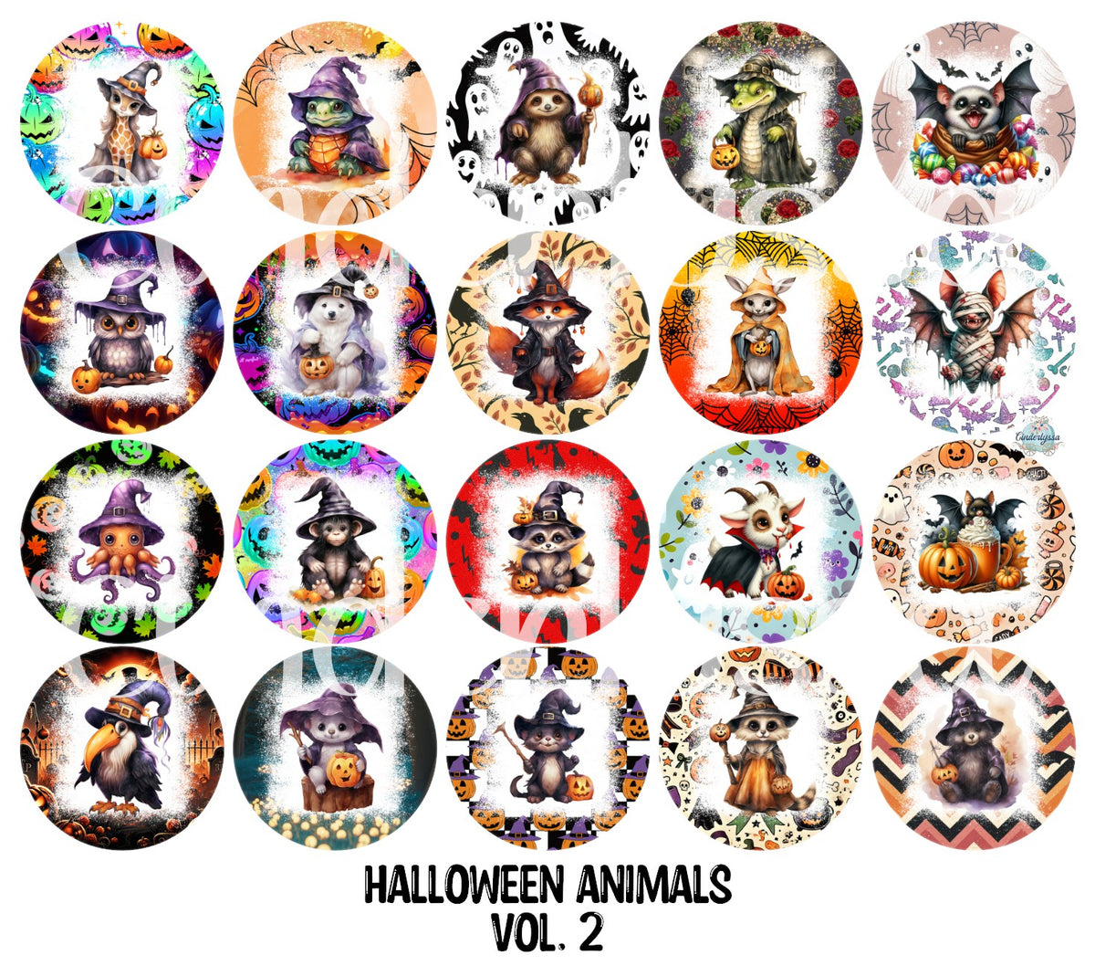 2 inch Round Halloween Animals Vol. 2 Cardstock Only for freshies Cardstock Silicone Mold, Premium Cardstock Images - NO MOLD