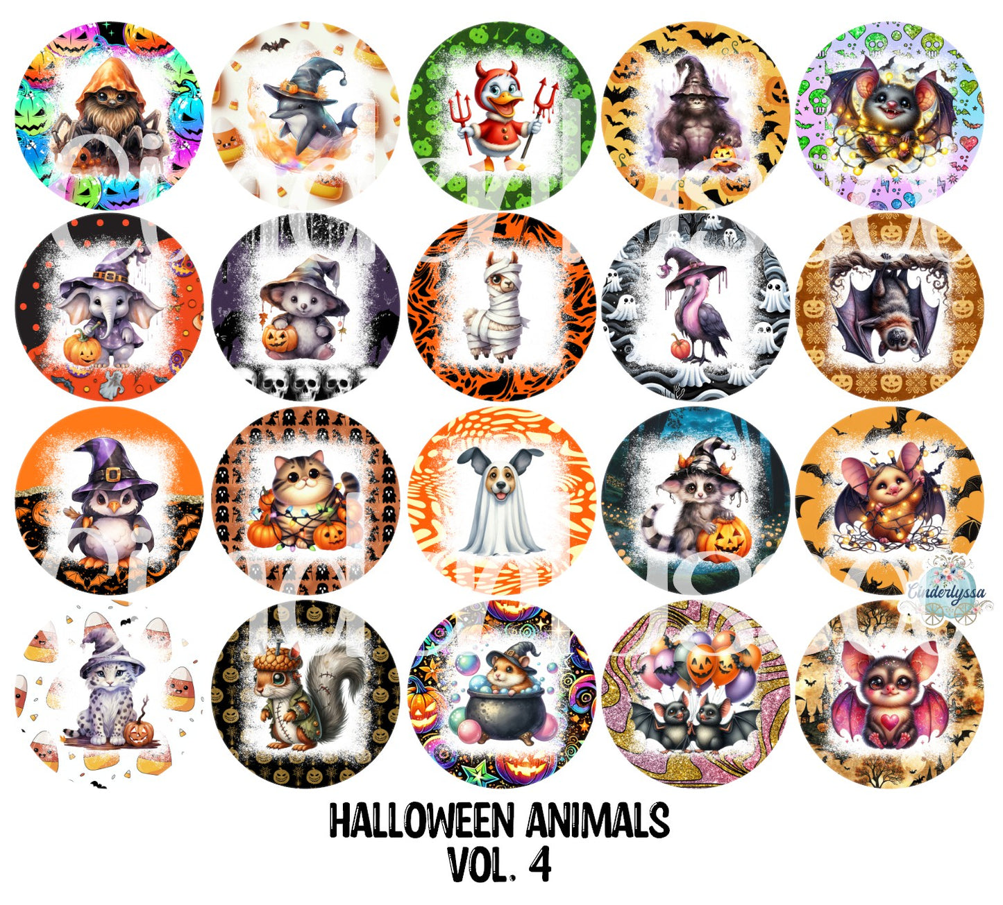 2 inch Round Halloween Animals Vol. 4 Cardstock Only for freshies Cardstock Silicone Mold, Premium Cardstock Images - NO MOLD
