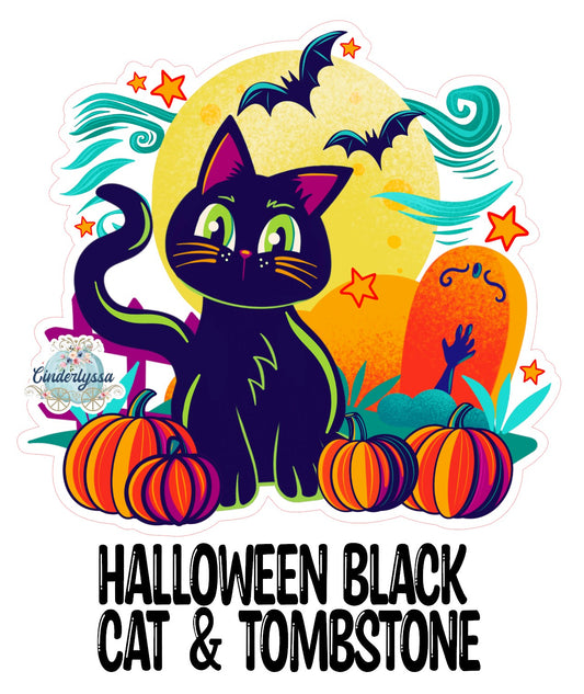 Halloween Black Cat & Tombstones Cardstock Silicone Mold, Aroma Bead Molds, Premium Cardstock Images