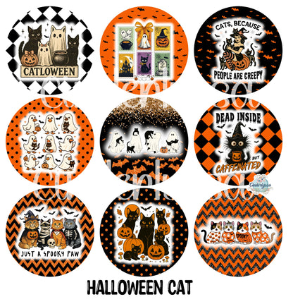 3.75 inch Round Halloween Cat for Cardstock Silicone Mold, for Aroma Bead Molds, Premium Cardstock Images