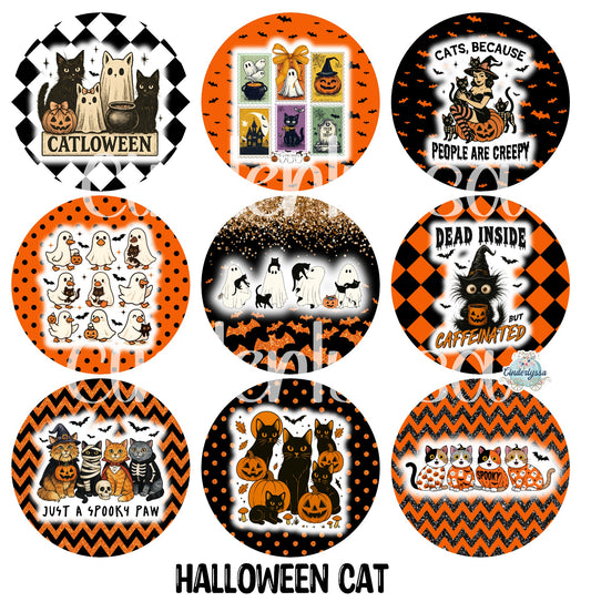 3.75 inch Round Halloween Cat for Cardstock Silicone Mold, for Aroma Bead Molds, Premium Cardstock Images