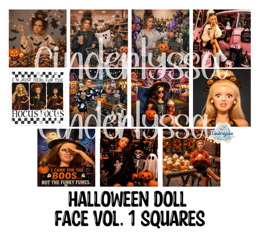 3 inch Square Halloween Doll Face Vol. 1 Cardstock Only for freshies - NO MOLD: Cardstock Silicone Mold, Premium Cardstock Image