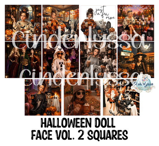 2 inch Square Halloween Doll Face Vol. 2 Cardstock Only for freshies - NO MOLD: Aroma Bead Molds, Premium Cardstock Images