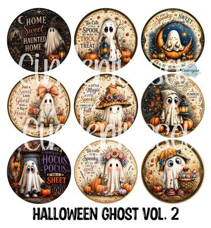 3.75 inch Round Halloween Ghosts Vol. 2 for Cardstock Silicone Mold, for Aroma Bead Molds, Premium Cardstock Images
