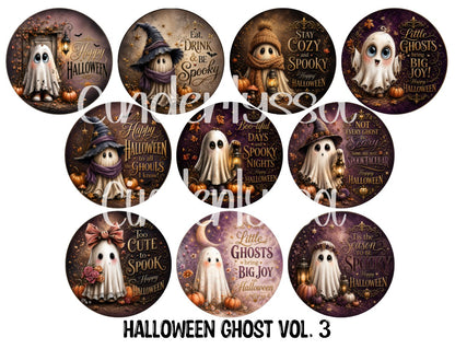 3.75 inch Round Halloween Ghosts Vol. 3 for Cardstock Silicone Mold, for Aroma Bead Molds, Premium Cardstock Images
