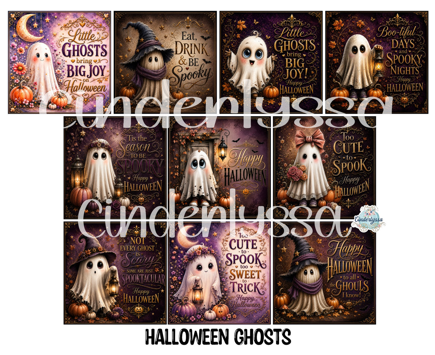 2 inch Square Halloween Ghosts Cardstock Only for freshies - NO MOLD: Aroma Bead Molds, Premium Cardstock Images