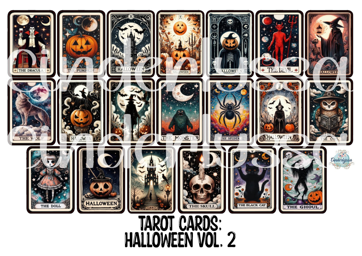 Tarot Cards: Halloween Vol. 2 Mix Dual Cavity Cardstock Silicone Mold, Aroma Bead Molds, Premium Cardstock Images