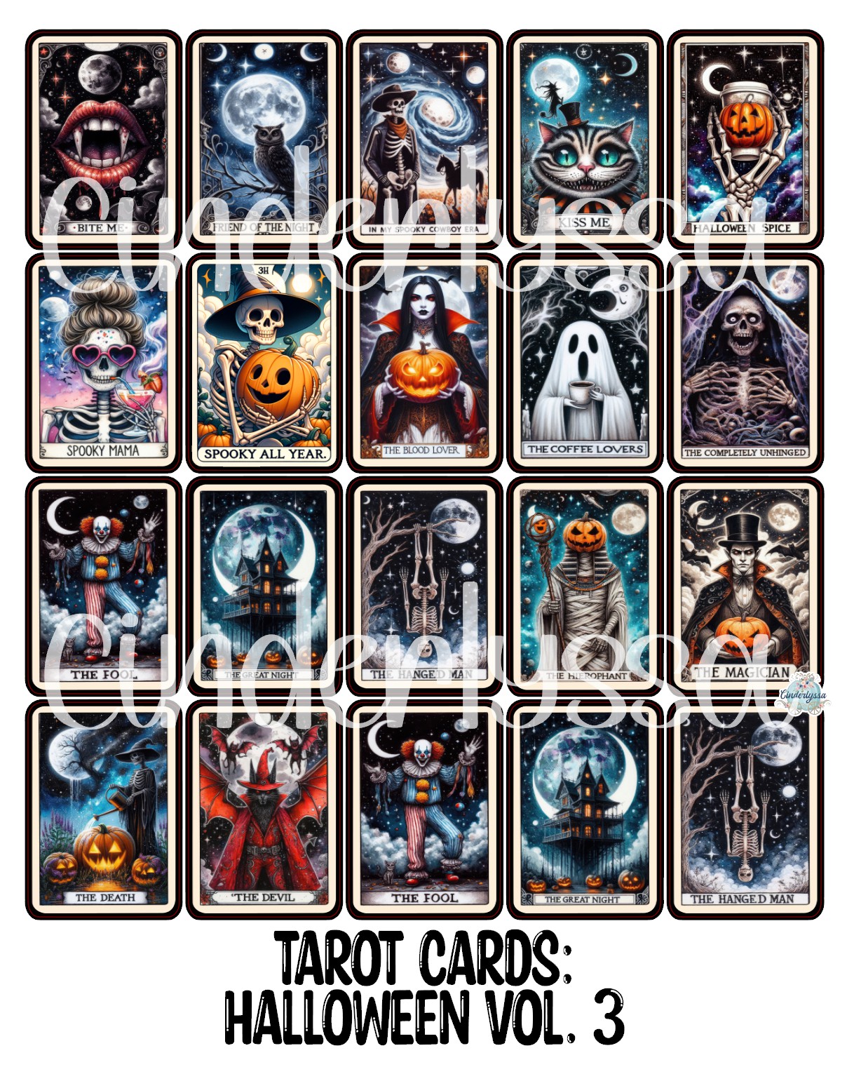 Tarot Cards: Halloween Vol. 3 Mix Dual Cavity Cardstock Silicone Mold, Aroma Bead Molds, Premium Cardstock Images