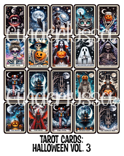 VENT CLIP: Tarot Cards: Group 6 (Halloween) Two Cavity Small Vent Clip Size Cardstock Silicone Mold, Aroma Bead Molds, Premium Cardstock Images