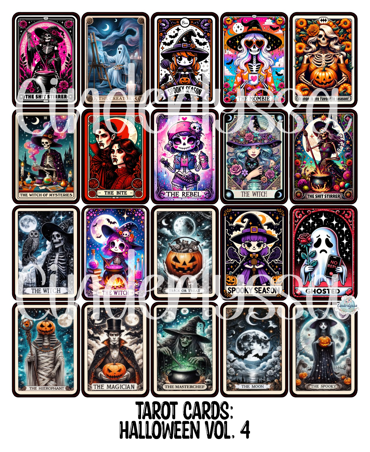 Tarot Cards: Halloween Vol. 4 Mix Dual Cavity Cardstock Silicone Mold, Aroma Bead Molds, Premium Cardstock Images
