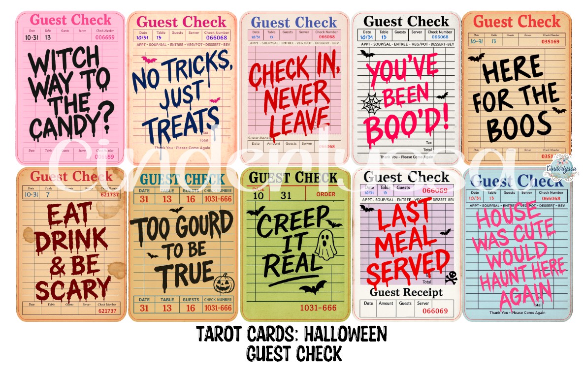 Tarot Cards: Halloween Guest Check Dual Cavity Cardstock Silicone Mold, Aroma Bead Molds, Premium Cardstock Images