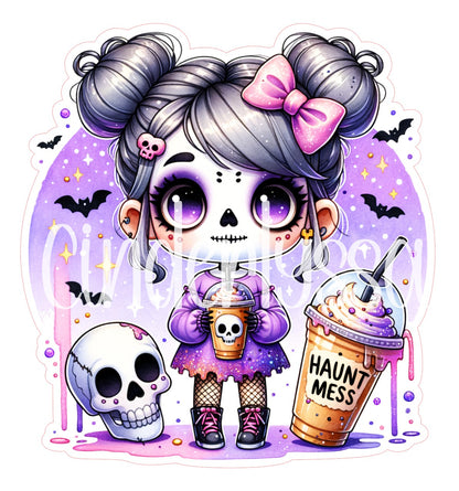 Haunt Mess Halloween Girl Cardstock Silicone Mold, Aroma Bead Molds, Premium Cardstock Images