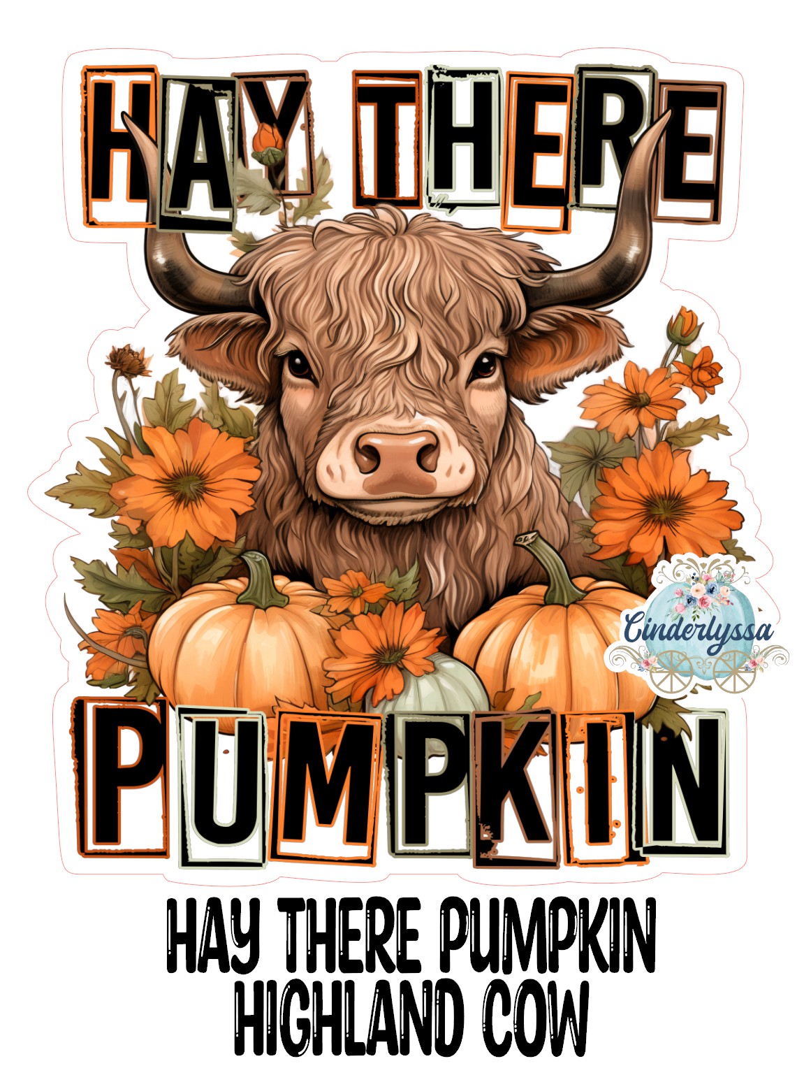 Hay There Pumpkin Highland Cow Cardstock Silicone Mold, Aroma Bead Molds, Premium Cardstock Images