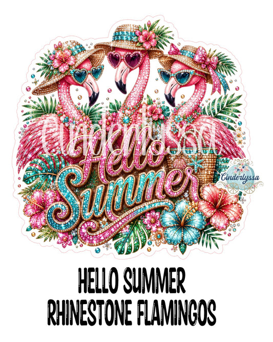 Hello Summer Rhinestone Flamingos for Cardstock Silicone Mold, Aroma Bead Molds, Premium Cardstock Images