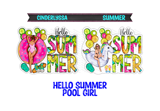 Hello Summer: Pool Girl on a Floatie for Cardstock Silicone Mold, Aroma Bead Molds, Premium Cardstock Images
