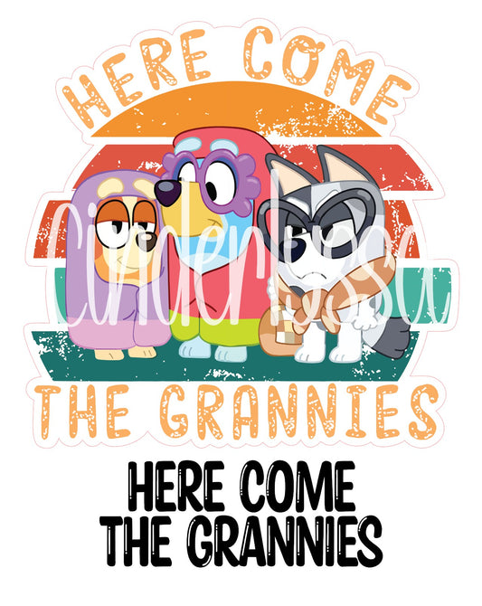 Here Comes the Grannies: Bluey - Gladys, Rita, and Janet Cardstock Silicone Mold, Aroma Bead Molds, Premium Cardstock Images