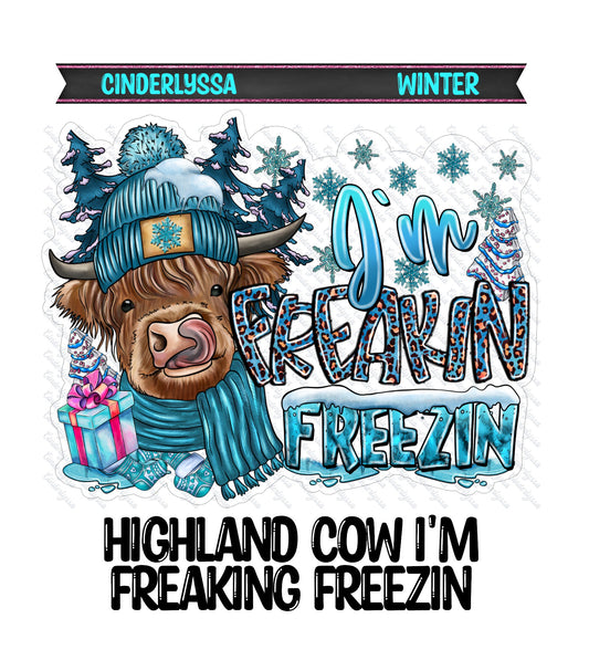 Highland Cow I'm Freakin Freezin Cardstock Silicone Mold, Aroma Bead Molds, Premium Cardstock Images, Car Freshies