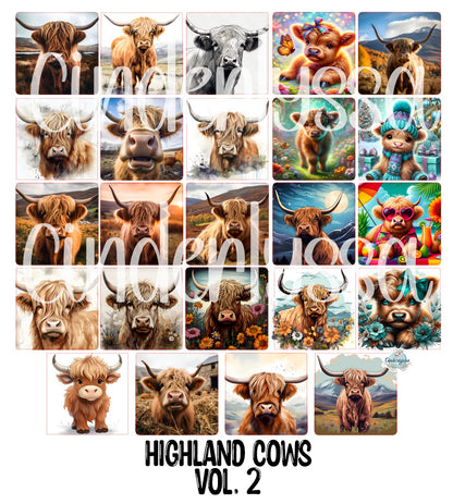 3 inch Square: Highland Cows Vol. 2 Cardstock/Picture With Beveled Edge Cardstock Silicone Mold, Aroma Bead Molds