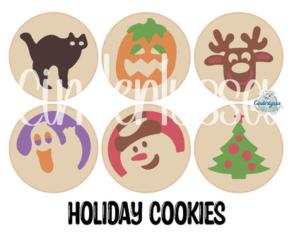 3.75 inch Round: Holiday Cookies for Cardstock Silicone Mold, for Aroma Bead Molds, Premium Cardstock Images