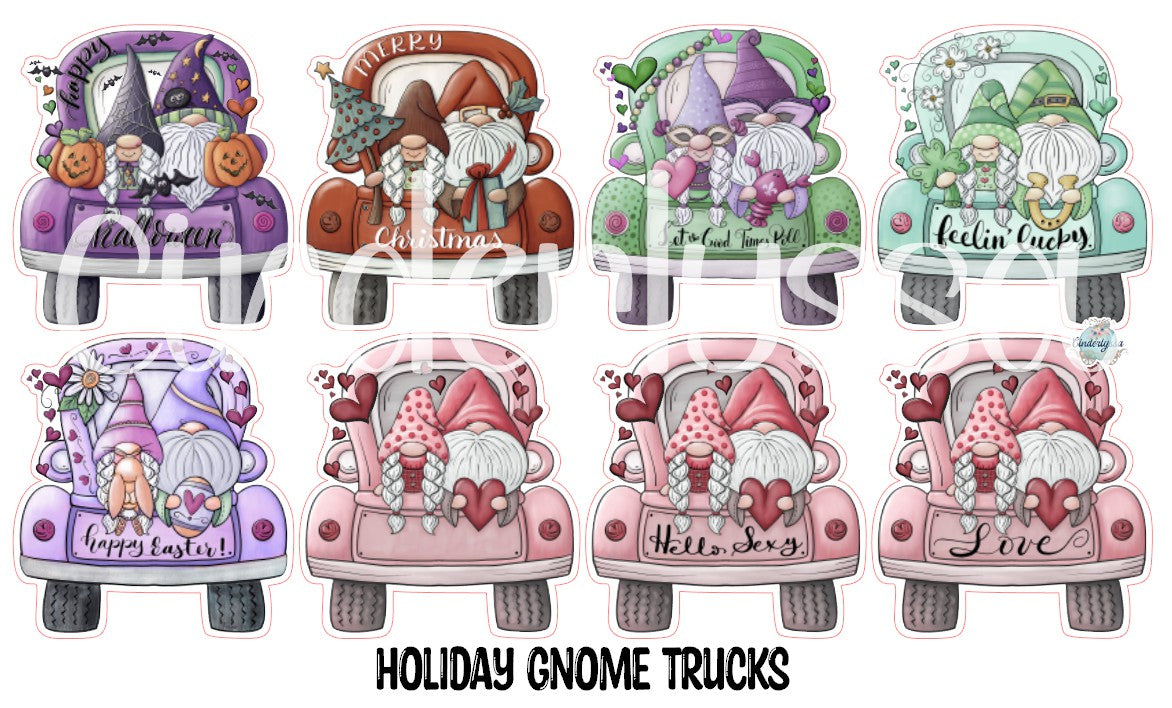 Holiday Gnome Trucks Cardstock Silicone Mold, Aroma Bead Molds, Mardi Gras, Easter, St Patricks Day Premium Cardstock Images