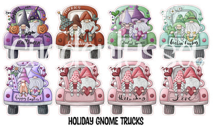Holiday Gnome Trucks Cardstock Silicone Mold, Aroma Bead Molds, Mardi Gras, Easter, St Patricks Day Premium Cardstock Images