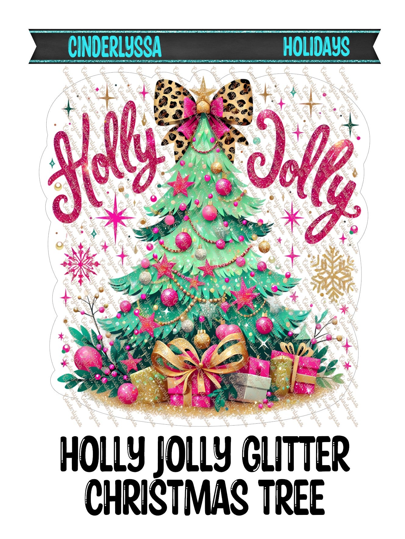 Holly Jolly Glitter Christmas Tree for Cardstock Silicone Mold, Aroma Bead Molds, Premium Cardstock Images