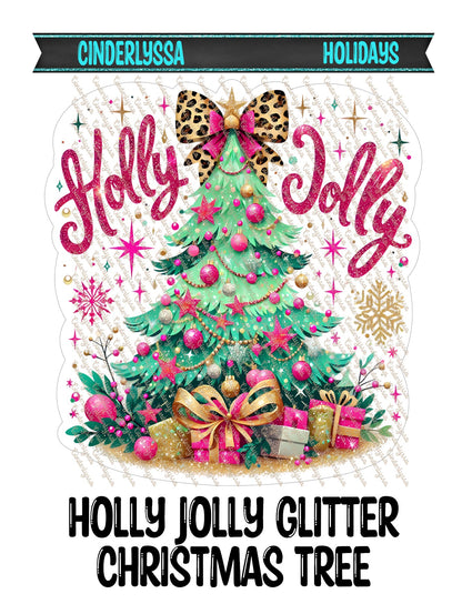 Holly Jolly Glitter Christmas Tree for Cardstock Silicone Mold, Aroma Bead Molds, Premium Cardstock Images