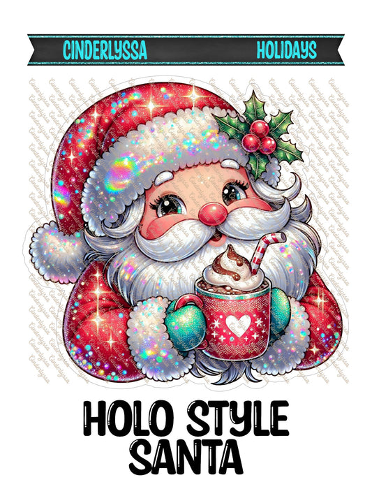 Holo Style Santa With Red Cup Cardstock Silicone Mold, Aroma Bead Molds, Car Freshies, Premium Cardstock Images