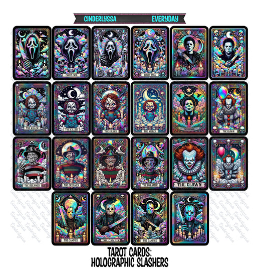 Tarot Cards: Horror Movie Slashers and Holographic Style Dual Cavity Cardstock Silicone Mold, Aroma Bead Molds, Premium Cardstock Images
