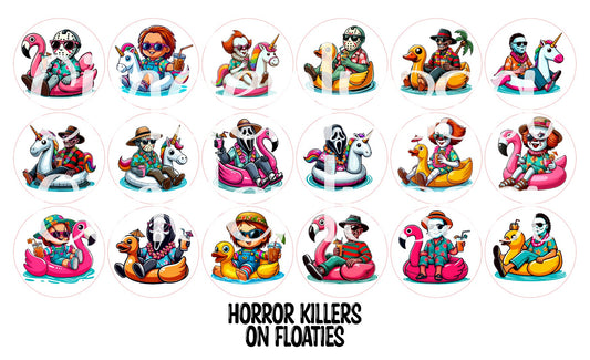 3.5 inch Round: Horror Killer on Floaties for Cardstock Silicone Mold, NO MOLD INCLUDED for Aroma Bead Molds, Premium Cardstock Images