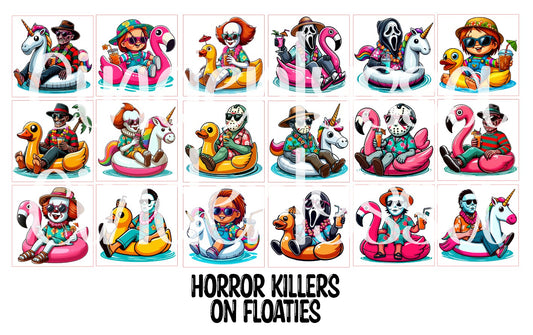 2.5 inch Square Horror Killers On Floaties Cardstock Only for freshies - NO MOLD: Cardstock Silicone Mold, for Aroma Bead Molds, Premium Cardstock Image