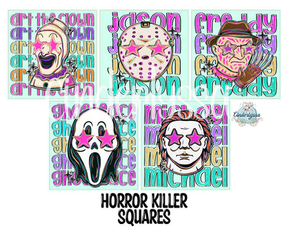 3 inch Square: Horror Movie Killers Cardstock/Picture With Curved Edge Cardstock Silicone Mold, Aroma Bead Molds, Premium Cardstock Images