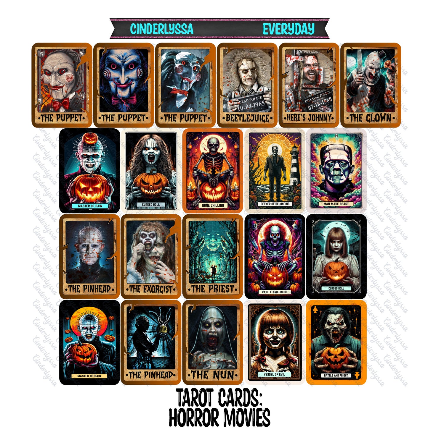 Tarot Cards: Horror Movie Slashers and Holographic Style Dual Cavity Cardstock Silicone Mold, Aroma Bead Molds, Premium Cardstock Images