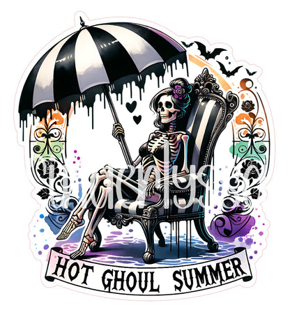 Hot Ghoul Summer: Skellie Girl on Beach with Umbrella & Chair for Cardstock Silicone Mold, Aroma Bead Molds, Premium Cardstock Images