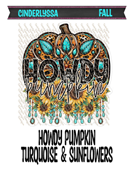 Howdy Pumpkin Turquoise & Sunflowers Cardstock Silicone Mold, Aroma Bead Molds, Premium Cardstock Images