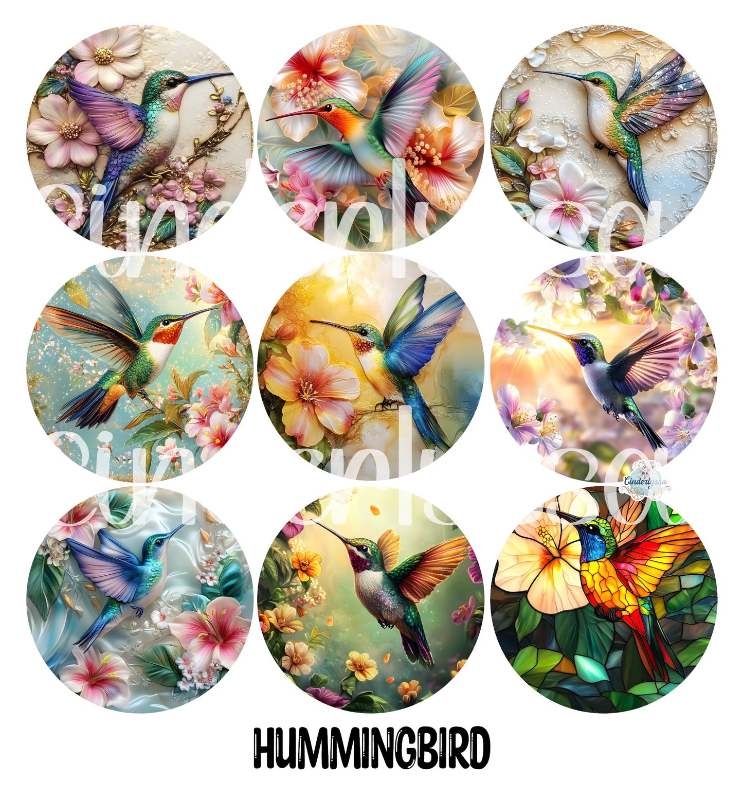 2.5 inch Round Hummingbird Cardstock Only for freshies:  Aroma Bead Molds, Premium Cardstock Images-NO MOLD