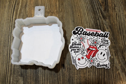 Baseball Collage: with Tongue, Stars, Smiley Face and bolt Cardstock Silicone Mold, Aroma Bead Molds, Premium Cardstock Images