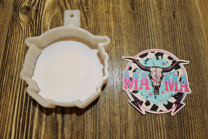 Western Mama Bull Skull with Cow Print Multicolor Cardstock Silicone Mold, Aroma Bead Molds, Premium Cardstock Images