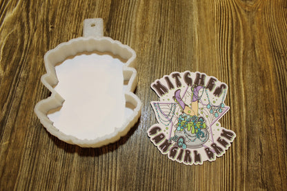 Witches: Cowgirl Brew with Cauldron and Turquoise Jewelry Cardstock Silicone Mold, Aroma Bead Molds, Premium Cardstock Images