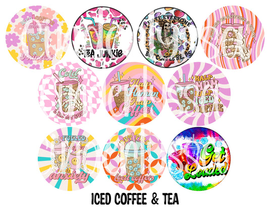 2.5 inch Round Iced Coffee & Tea Cardstock Only for freshies: Cardstock Silicone Mold, Car Freshener, Premium Cardstock Images-NO MOLD