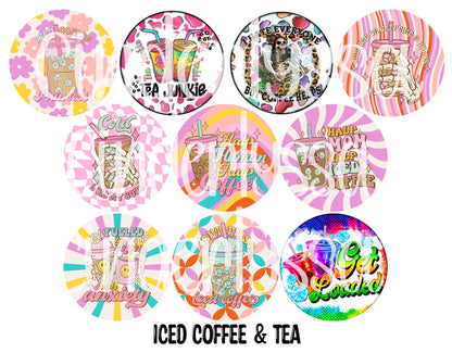 3.75 inch Round: Iced Coffee & Tea for Cardstock Silicone Mold, for Aroma Bead Molds, Premium Cardstock Images