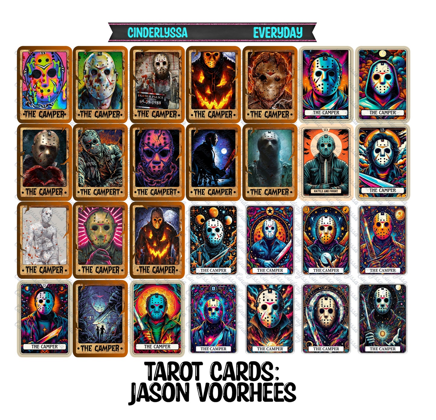 VENT CLIP: Tarot Cards: Group 3 (Horror Movie Slashers) Two Cavity Small Vent Clip Size Cardstock Silicone Mold, Aroma Bead Molds, Premium Cardstock Images