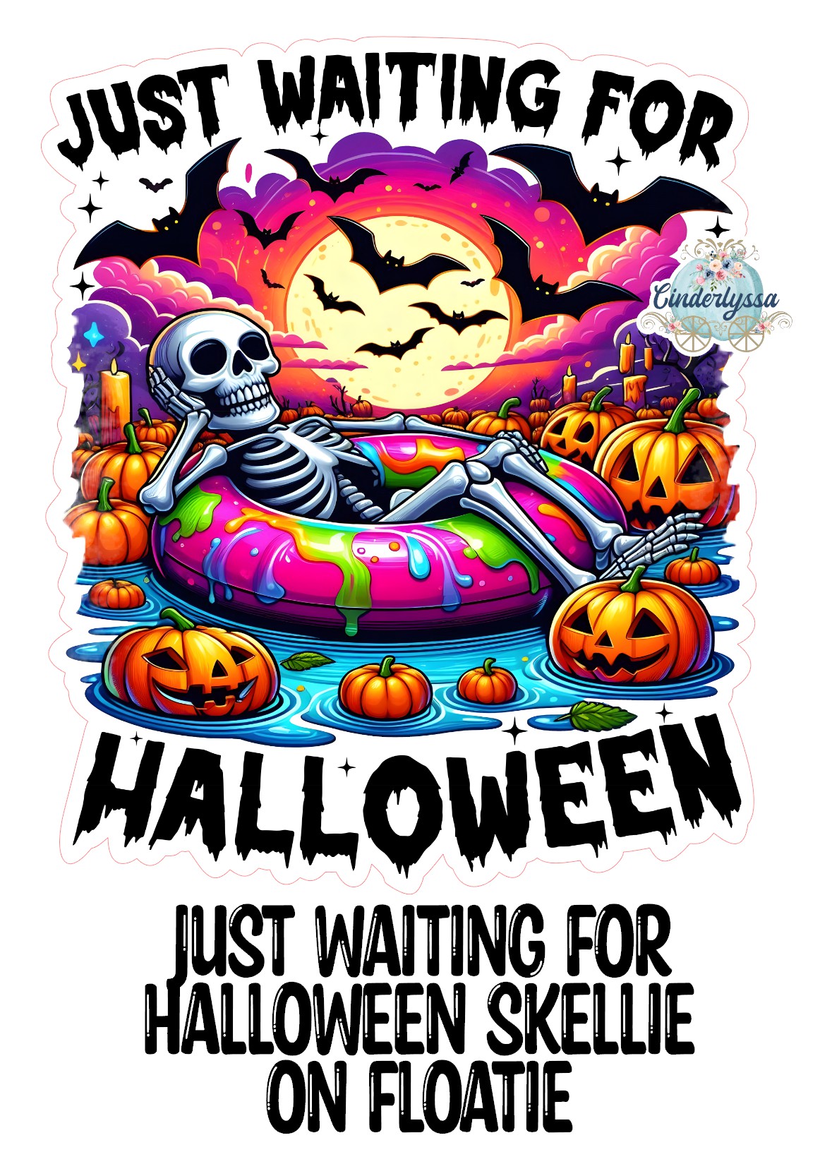 Just Waiting For Halloween Skellie on Floatie Cardstock Silicone Mold, Aroma Bead Molds, Premium Cardstock Images