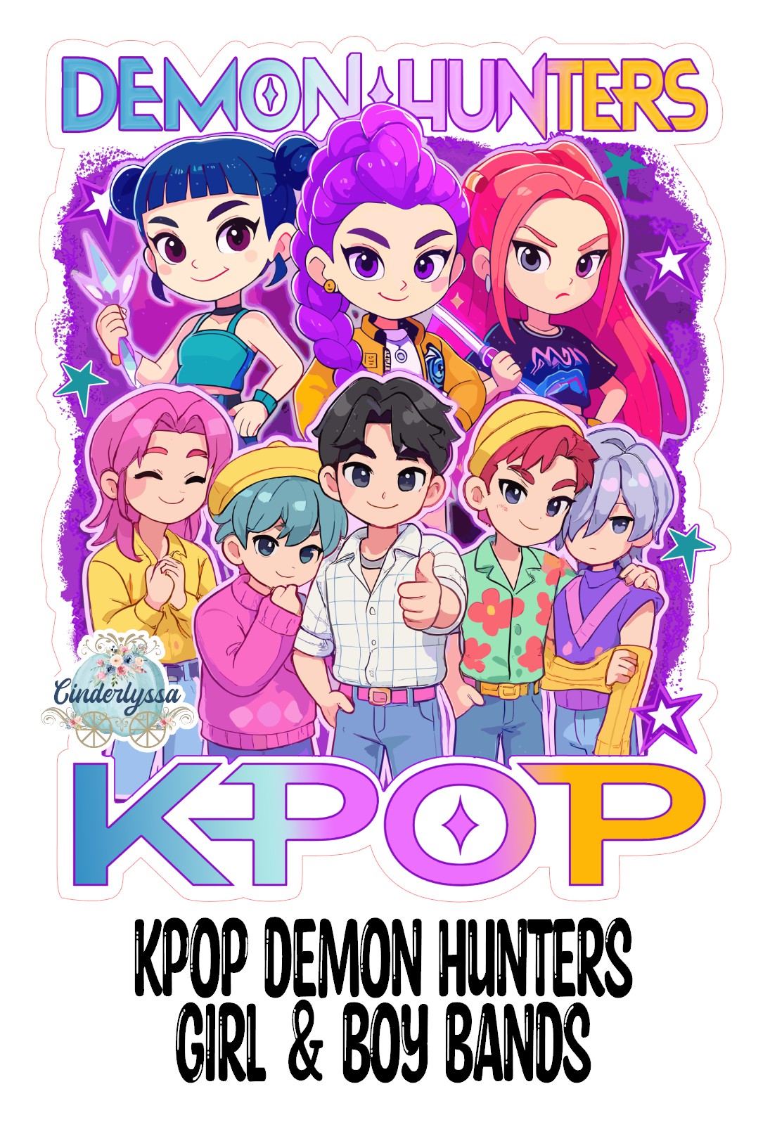 KPOP Demon Hunters Girl and Boy Bands Cardstock Silicone Mold, Aroma Bead Molds, Premium Cardstock Images