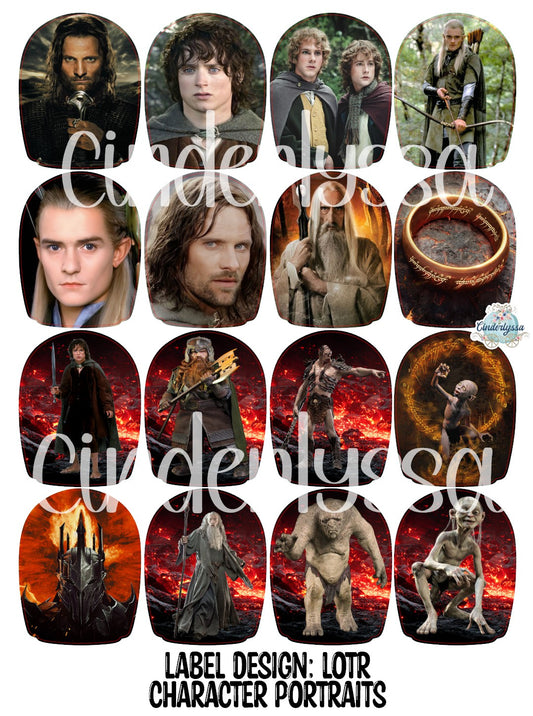 Label Design: LOTR - Character Portraits (Lord of the Rings) Cardstock Silicone Mold, Aroma Bead Molds, Car Freshies, Premium Cardstock Images