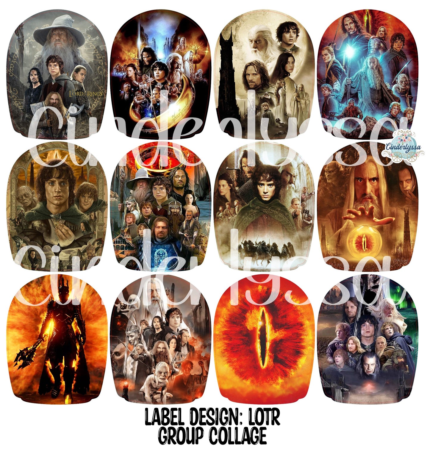 Label Design: LOTR - Group Collage (Lord of the Rings) Cardstock Silicone Mold, Aroma Bead Molds, Car Freshies, Premium Cardstock Images