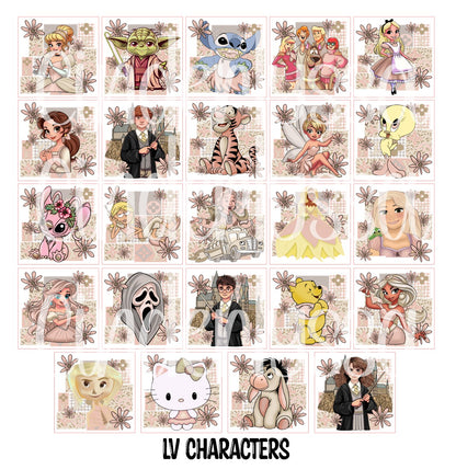 3 inch Square: LV Characters Cardstock/Picture With .25 inch Curved Edge Cardstock Silicone Mold, Aroma Bead Molds